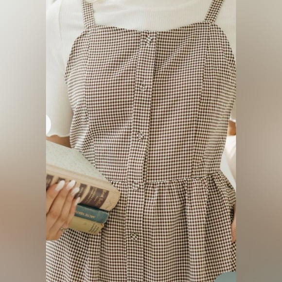 Love Olive Co Brown Gingham Midi Dress - Picture 2 of 9